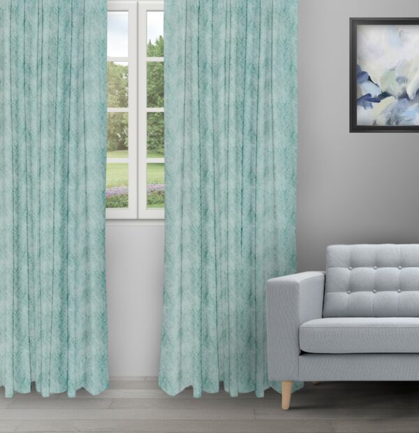 Celeste - Aqua Color Ripple Fold Drapes