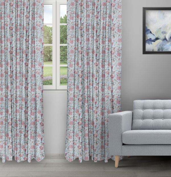 Chelsea Floral - Mauve Ripple Fold Drapes
