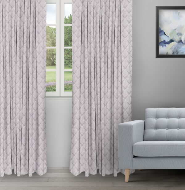Floral Athena - Silver Color Ripple Fold Drapes