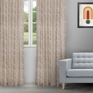 Floral Athena - Biscotti Ripple Fold Drapes