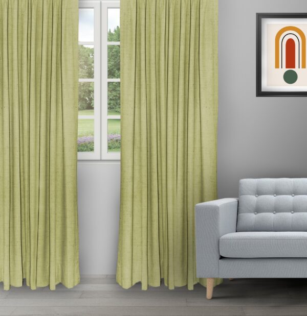 Sand Texture - Olive Green Ripple Fold Drapes