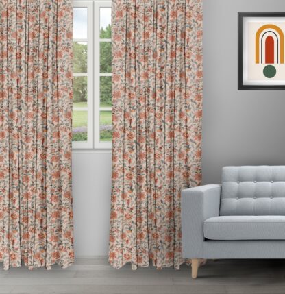 Chelsea Floral - Spice Ripple Fold Drapes