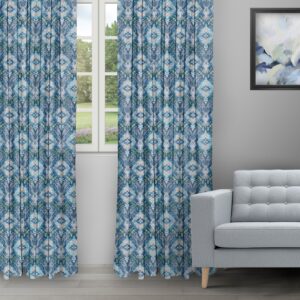 Ester - Pool Blue Ripple Fold Drapes