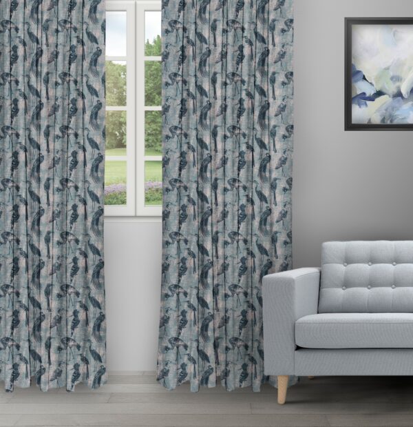 Safari Birds - Aegean Teal Ripple Fold Drapes