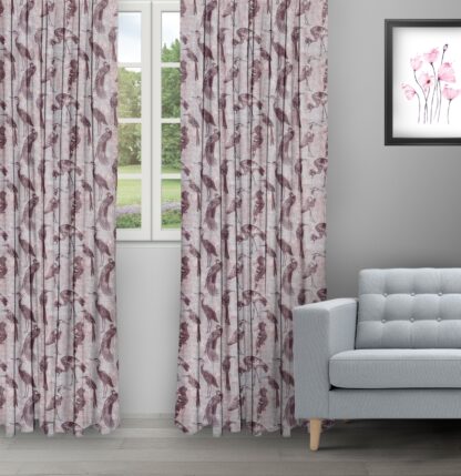 Safari Birds - Plum Ripple Fold Drapes