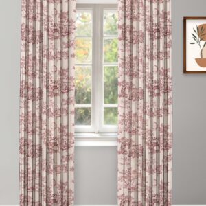 French Toile - Misty Rose Ripple Fold Drapes