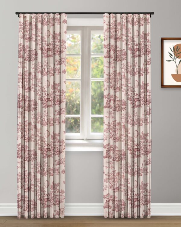 French Toile - Misty Rose Custom Curtains - Image 3