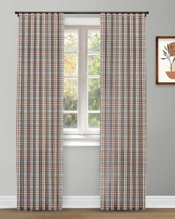 Farmhouse Plaid Check - Storm Custom Curtains - Image 2