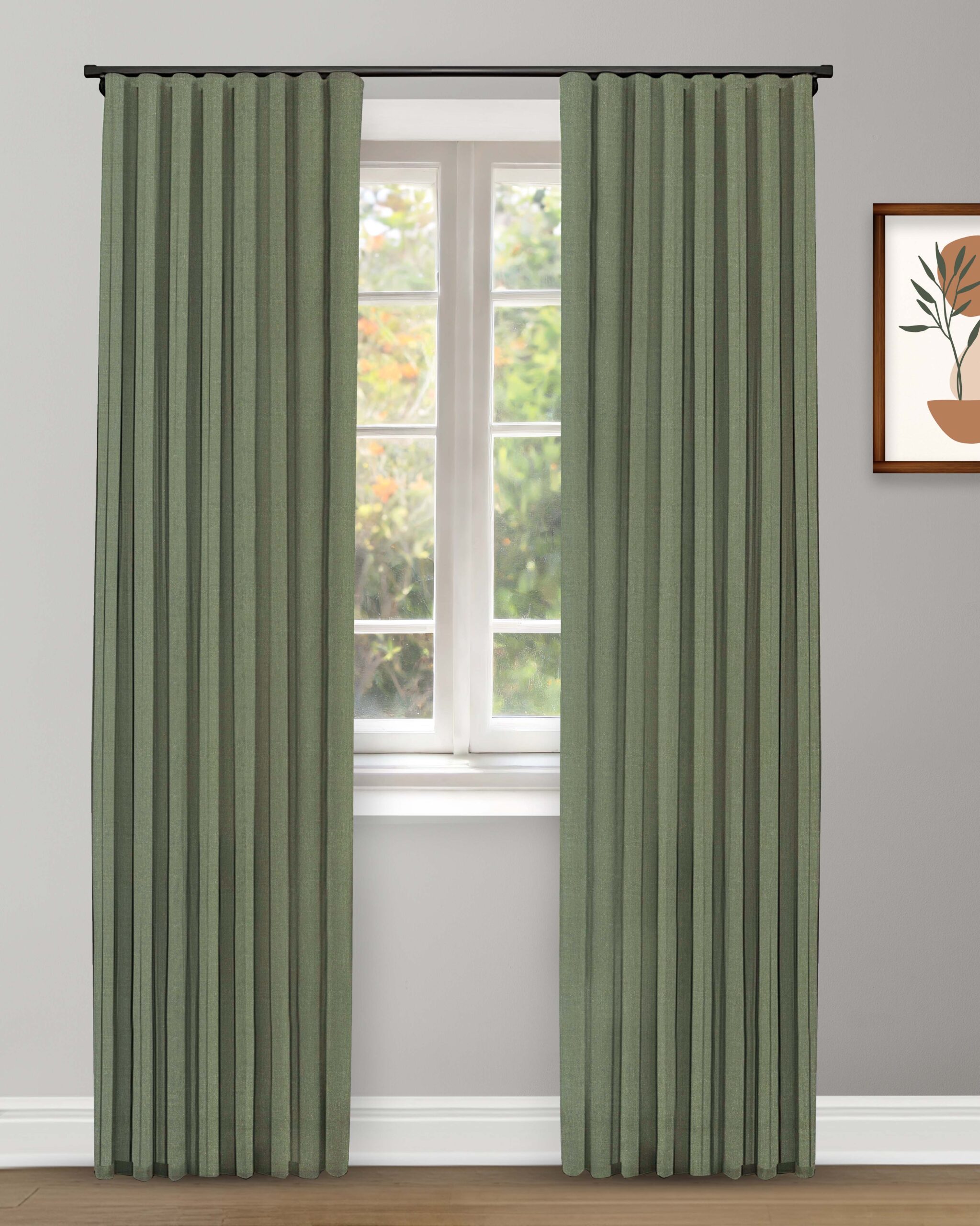 Herringbone Plains - Emerald Green Custom Curtains