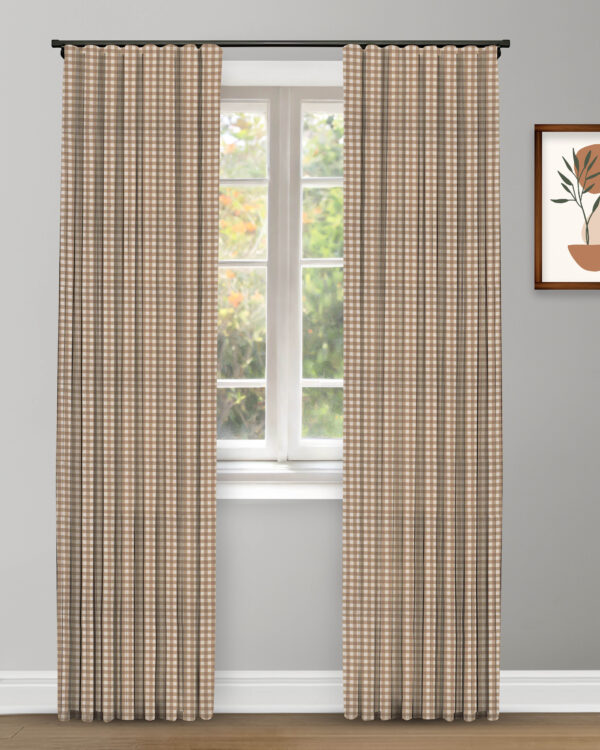 Gingham Check - Sand Custom Curtains - Image 2