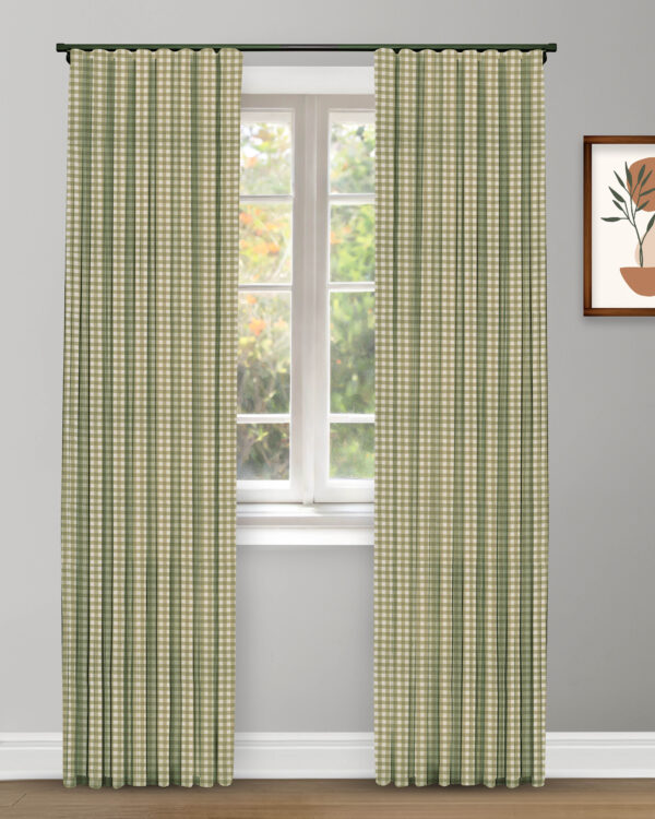 Gingham Check - Green Custom Curtains - Image 2