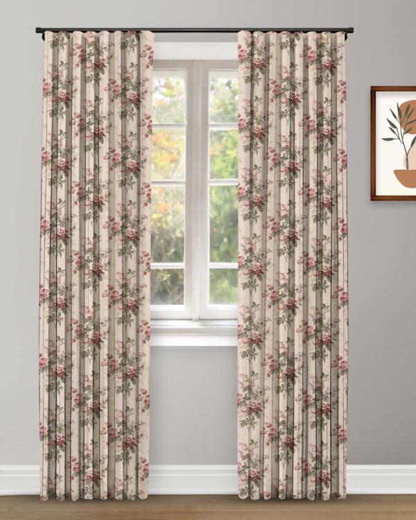 English Cottage - Burgundy Custom Curtains