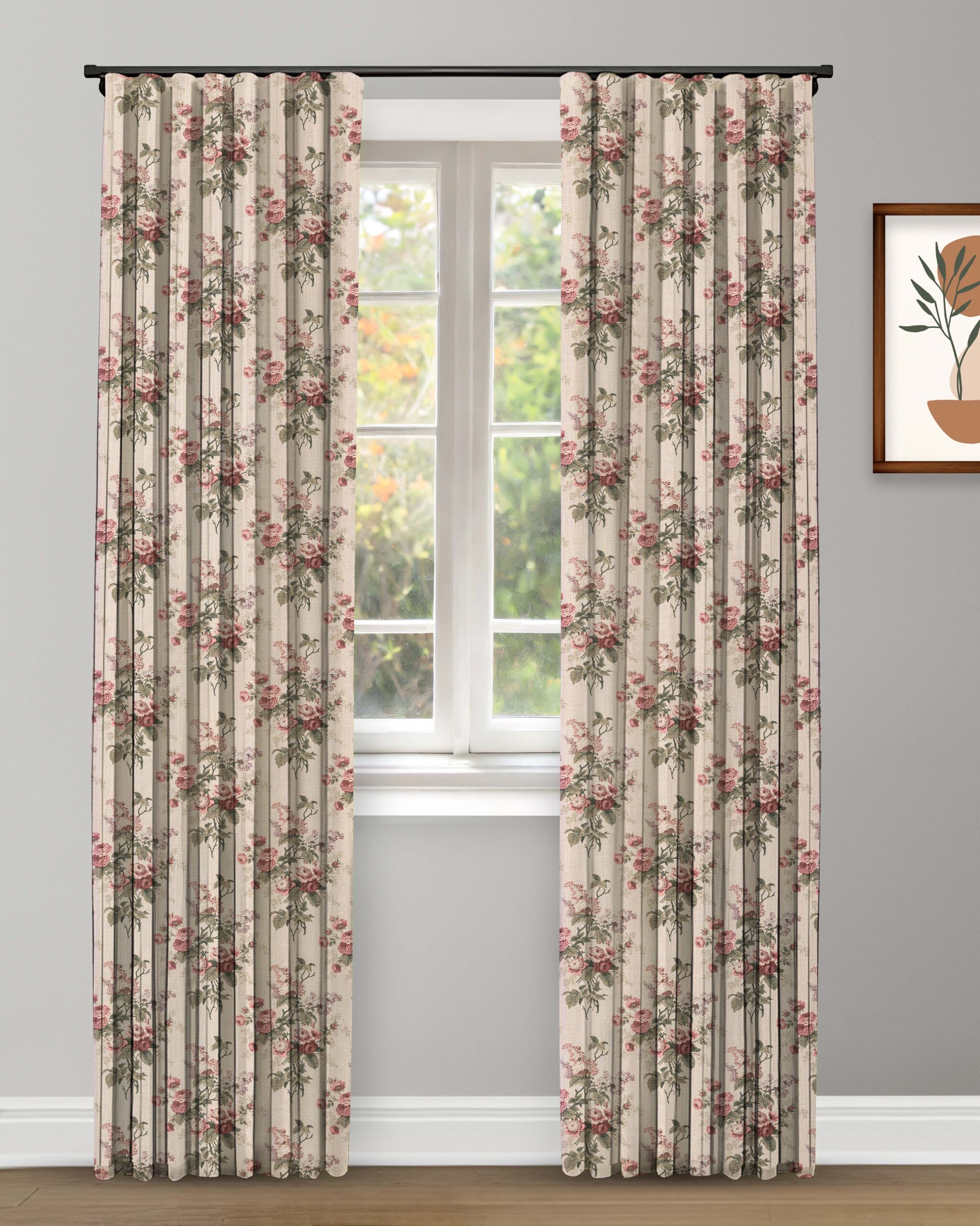 English Cottage - Burgundy Custom Curtains