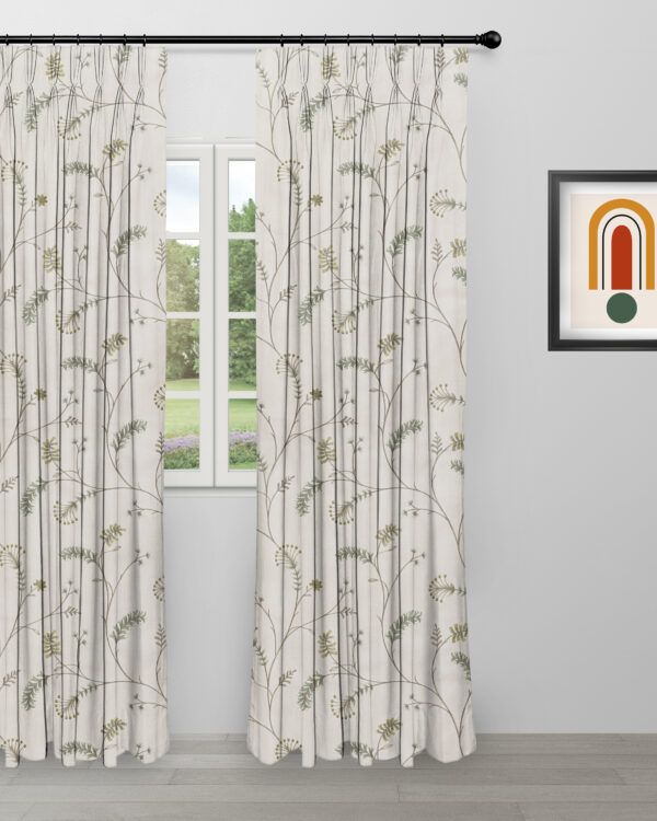 Embroidered Silvy - Sage Green Custom Curtains - Image 4
