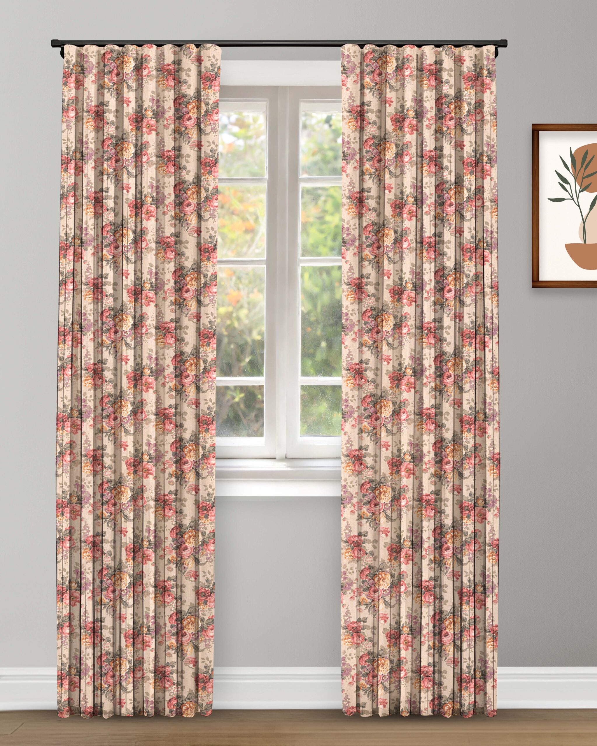 Vintage Floral Collection - Misty Rose Ripple Fold Drapes