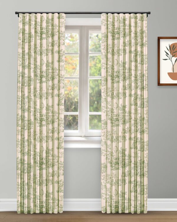 French Toile - Sea Green Custom Curtains - Image 3
