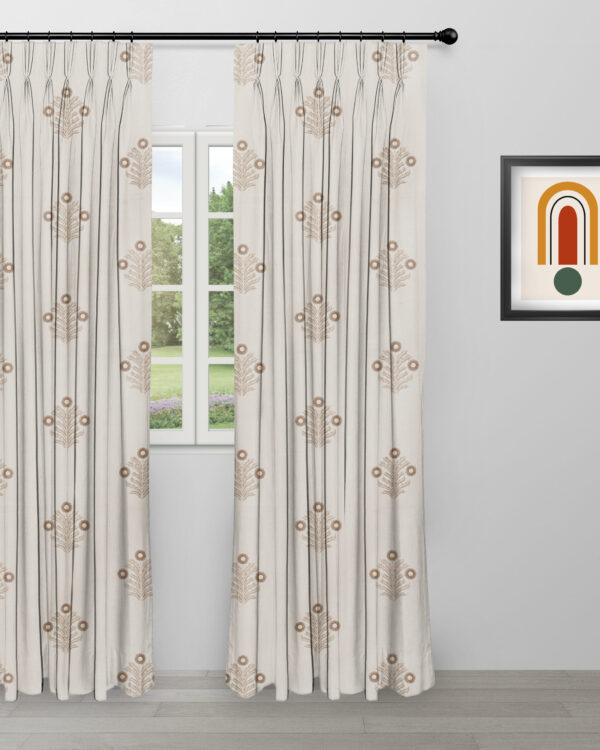 Embroidered  Hailee - Cyrus Beige Custom Curtains - Image 3