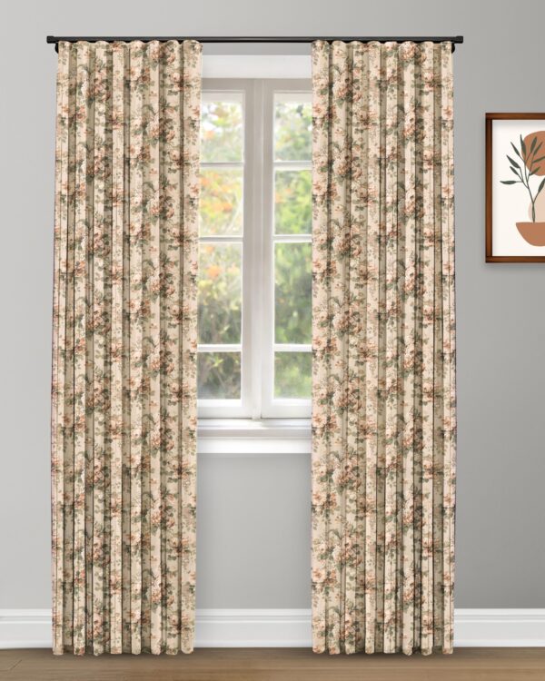 Vintage Floral Collection - Beige Custom Curtains - Image 2