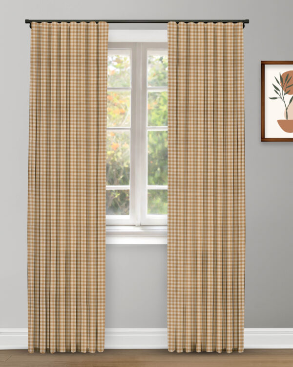 Gingham Check - Mustard Custom Curtains - Image 2
