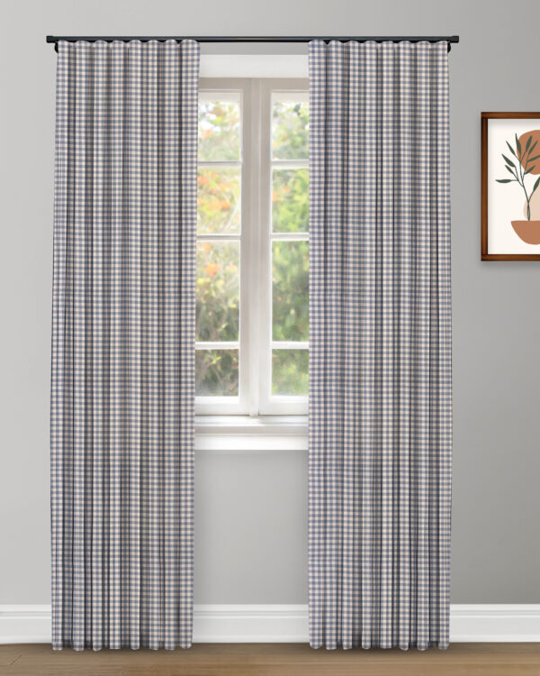 Gingham Check - Blue Custom Curtains - Image 2