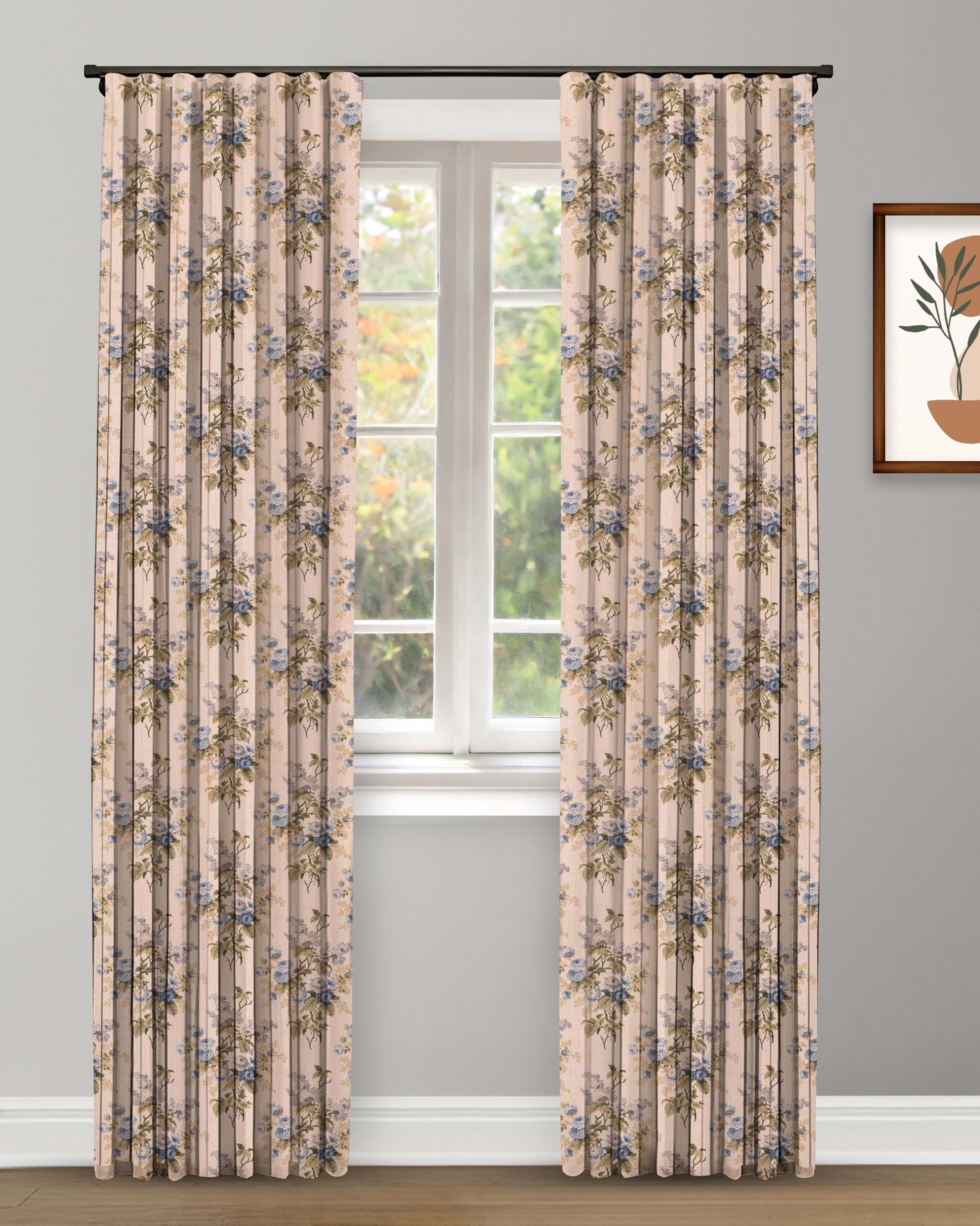 English Cottage - Blue Custom Curtains