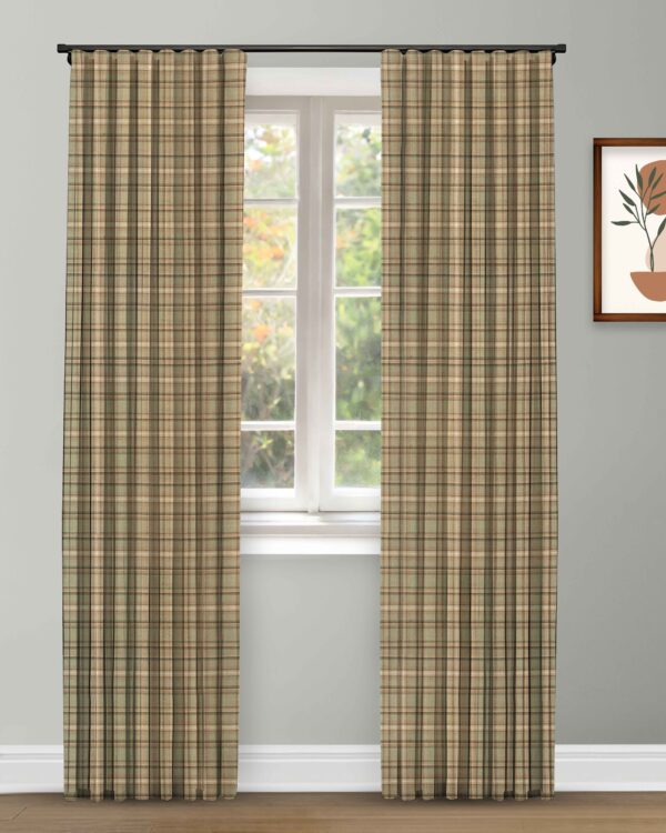 Farmhouse Plaid Check - Deep Forest Custom Curtains - Image 2