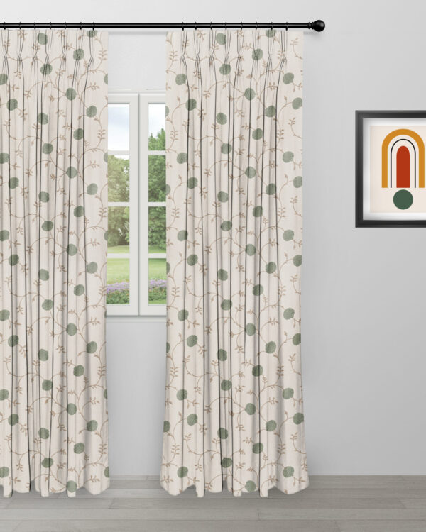 Embroidered  Pecan - Grass Custom Curtains - Image 4