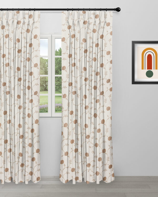 Embroidered  Pecan - Walnut Custom Curtains - Image 2