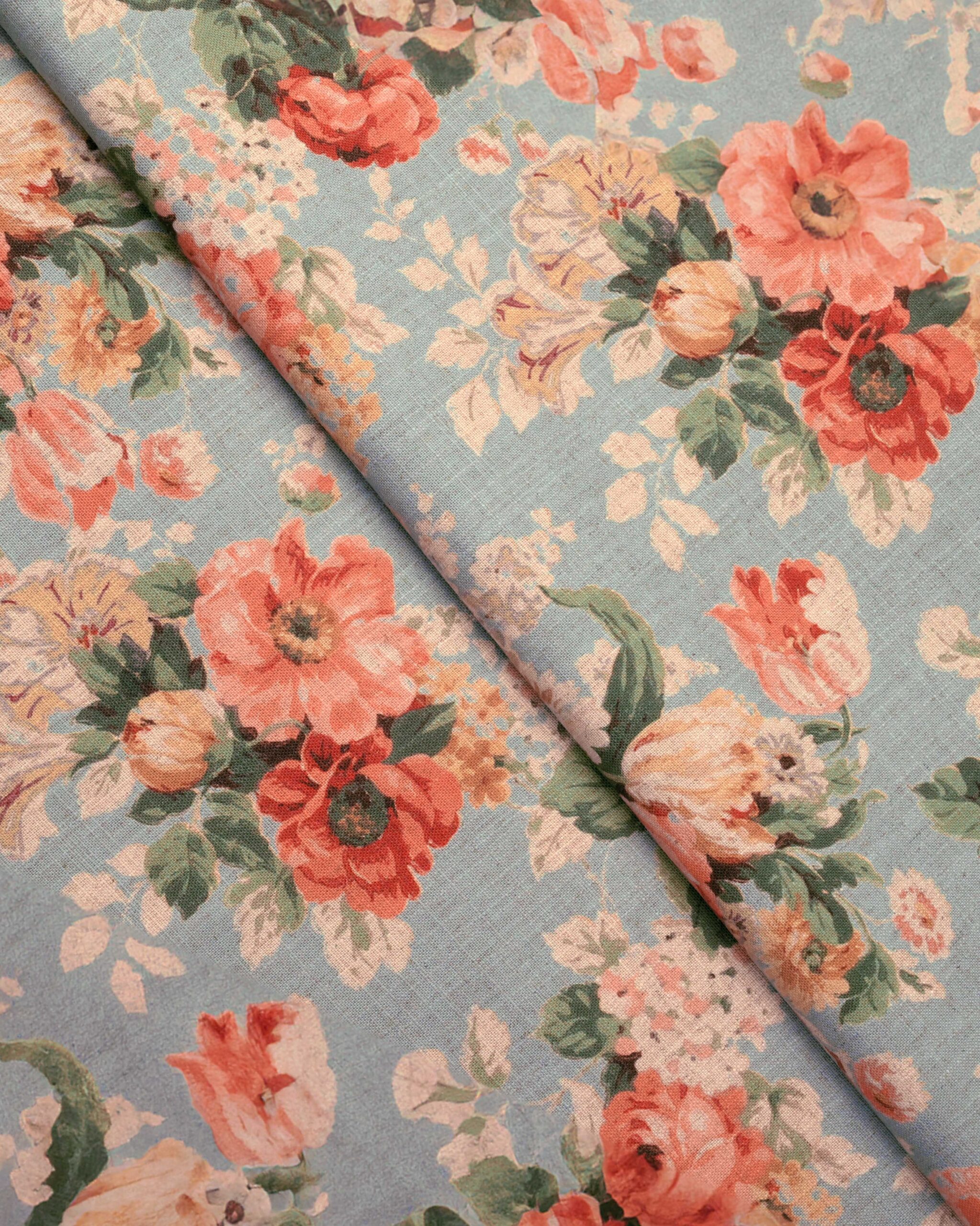 Vintage Floral Collection - Tangerine Fabric Swatch