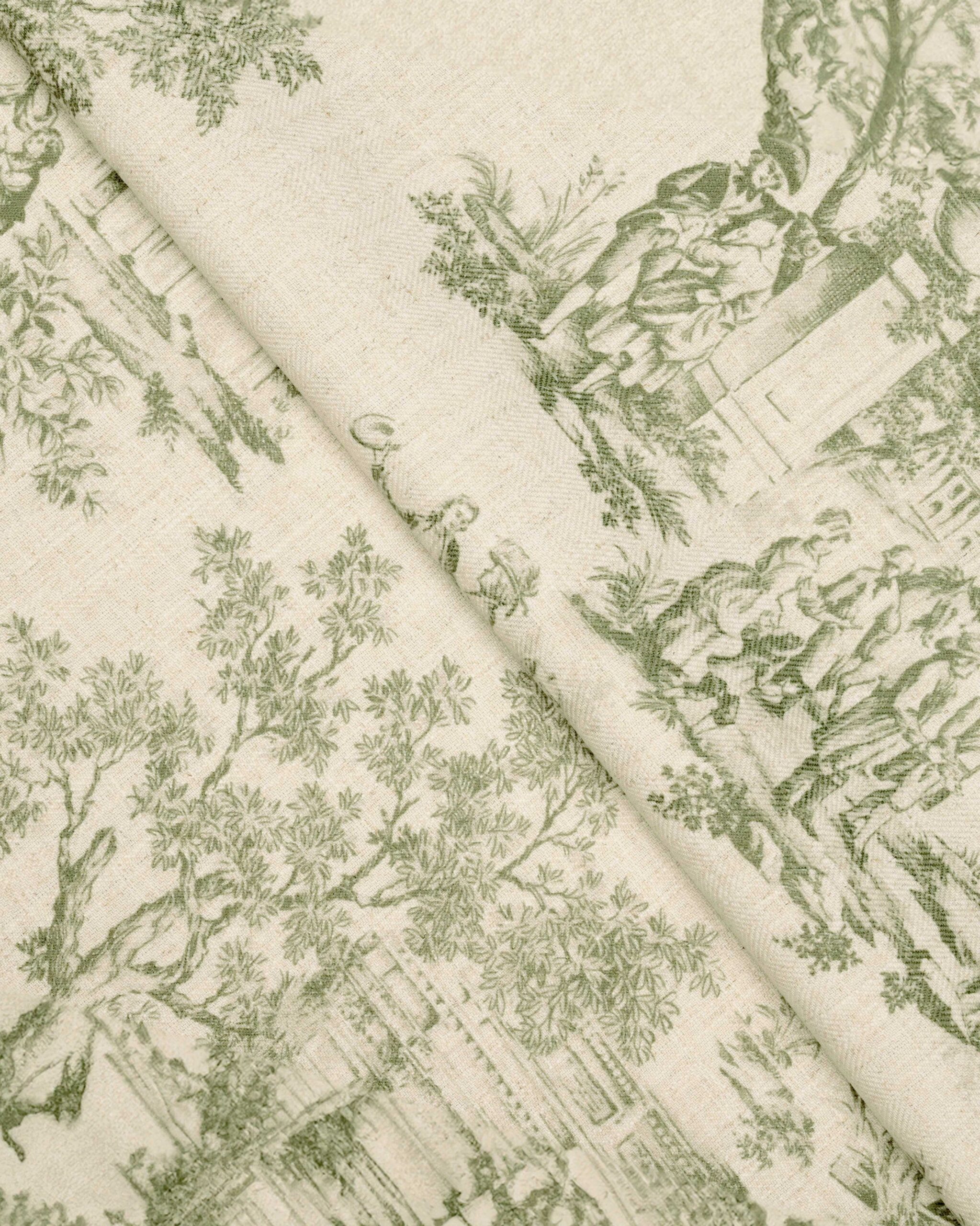 French Toile - Sea Green Custom Curtains