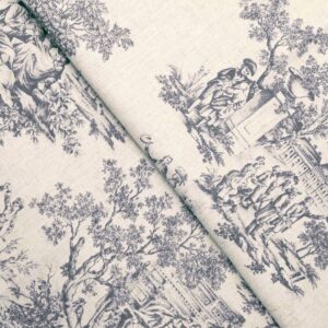 French Toile - Steel Blue Custom Curtains
