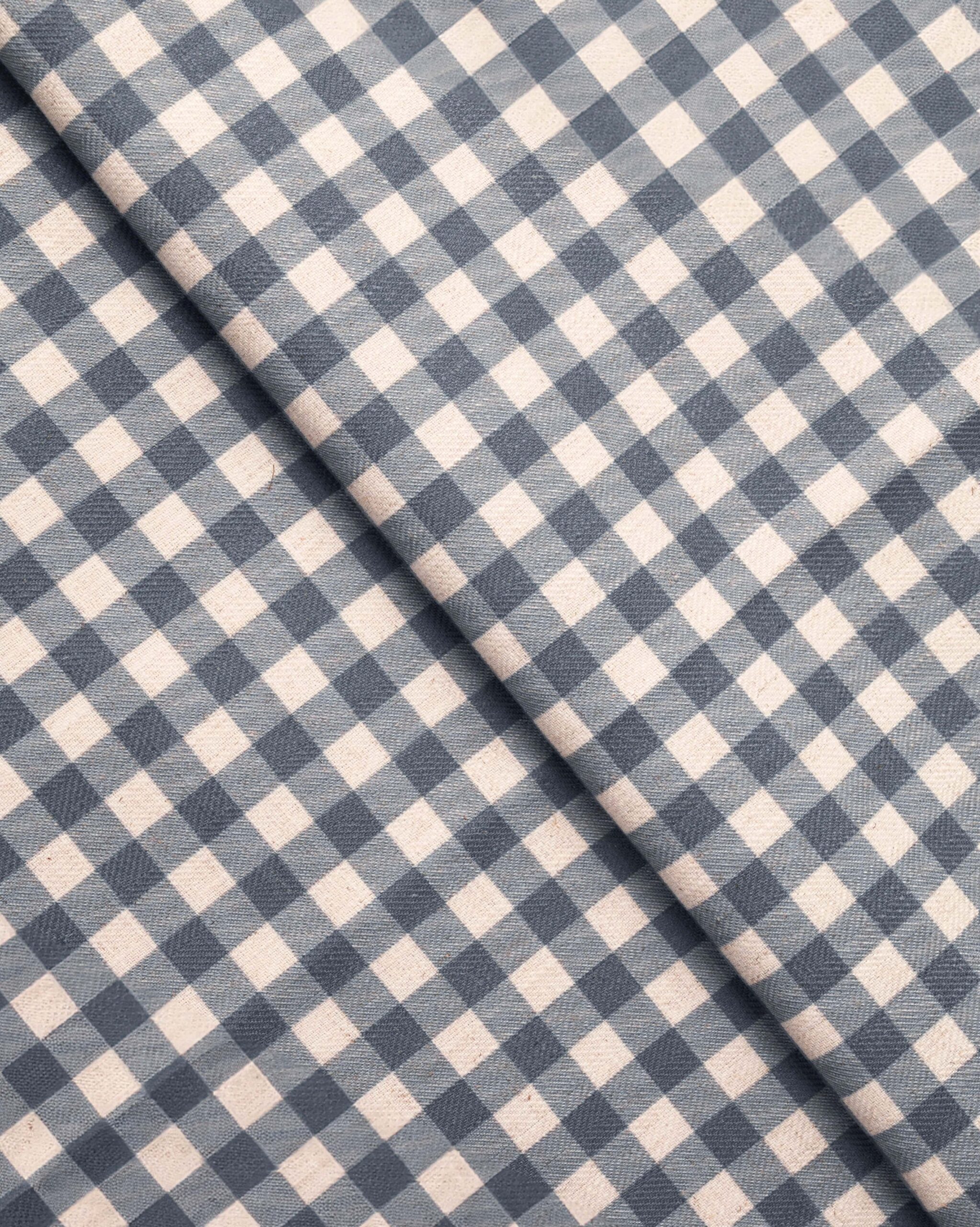 Gingham Check - Blue Custom Curtains