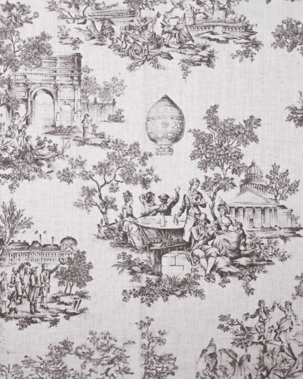 French Toile  - Brown Fabric Swatch - Image 2