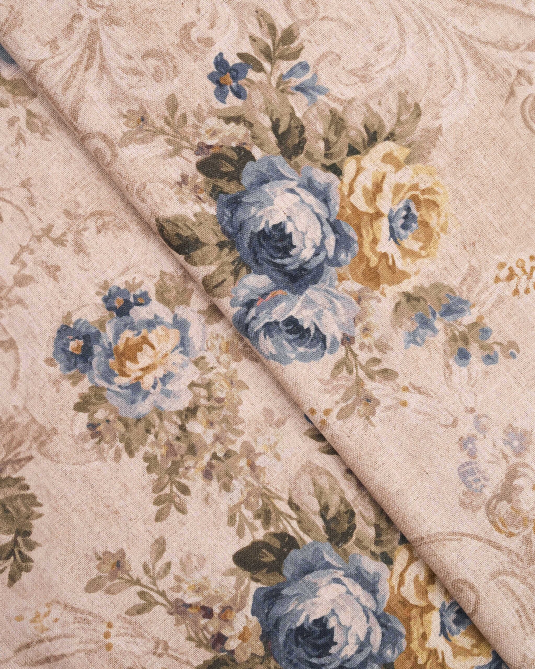 English Garden - Sapphire Fog Custom Curtains