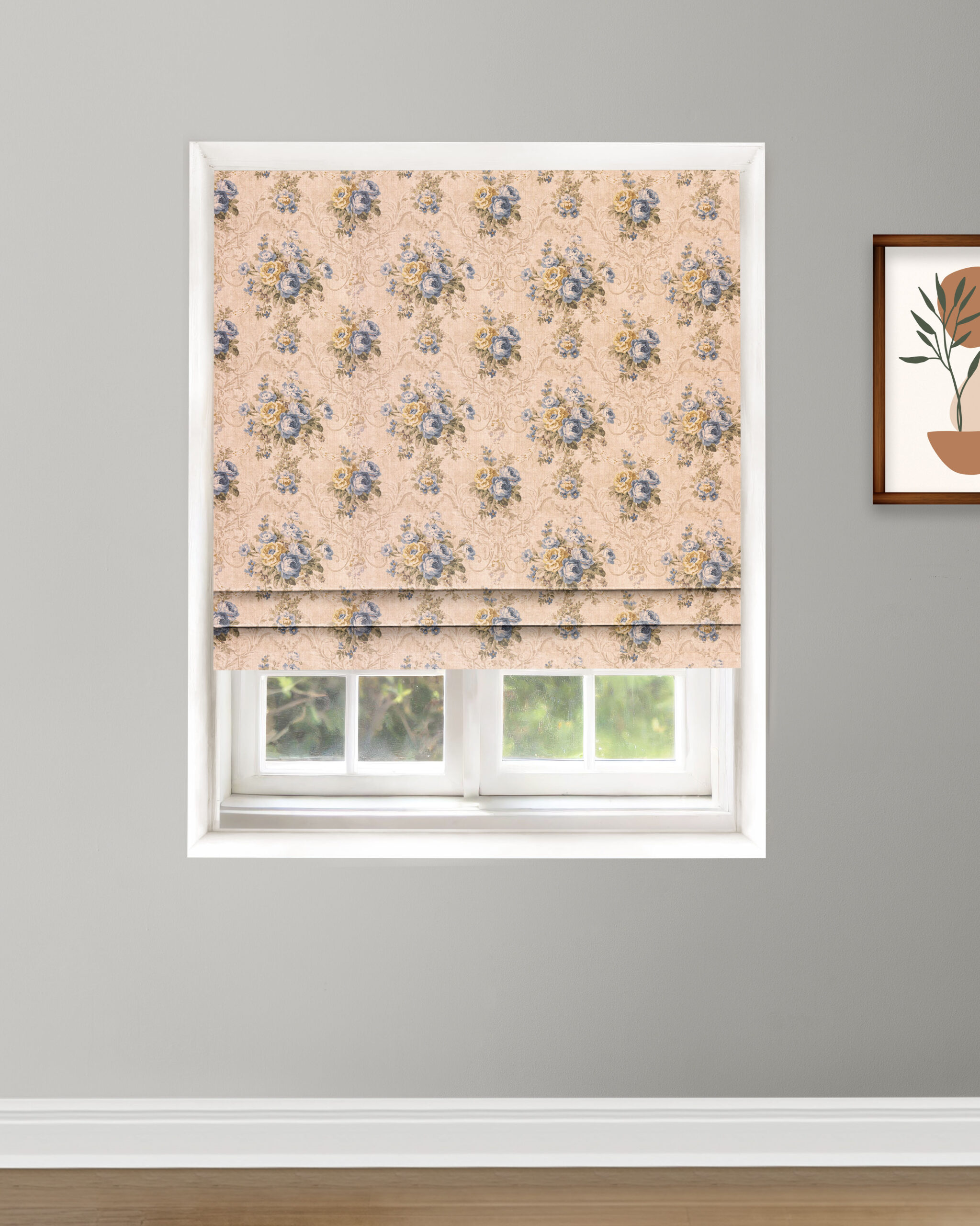 English Garden - Sapphire Fog Roman Shades