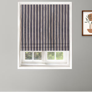 French Stripes - Midnight Roman Shades