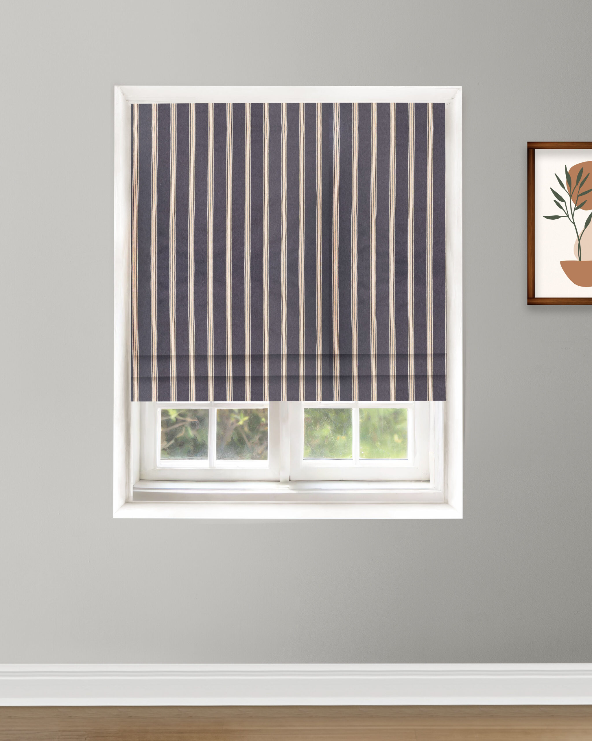 French Stripes - Midnight Roman Shades
