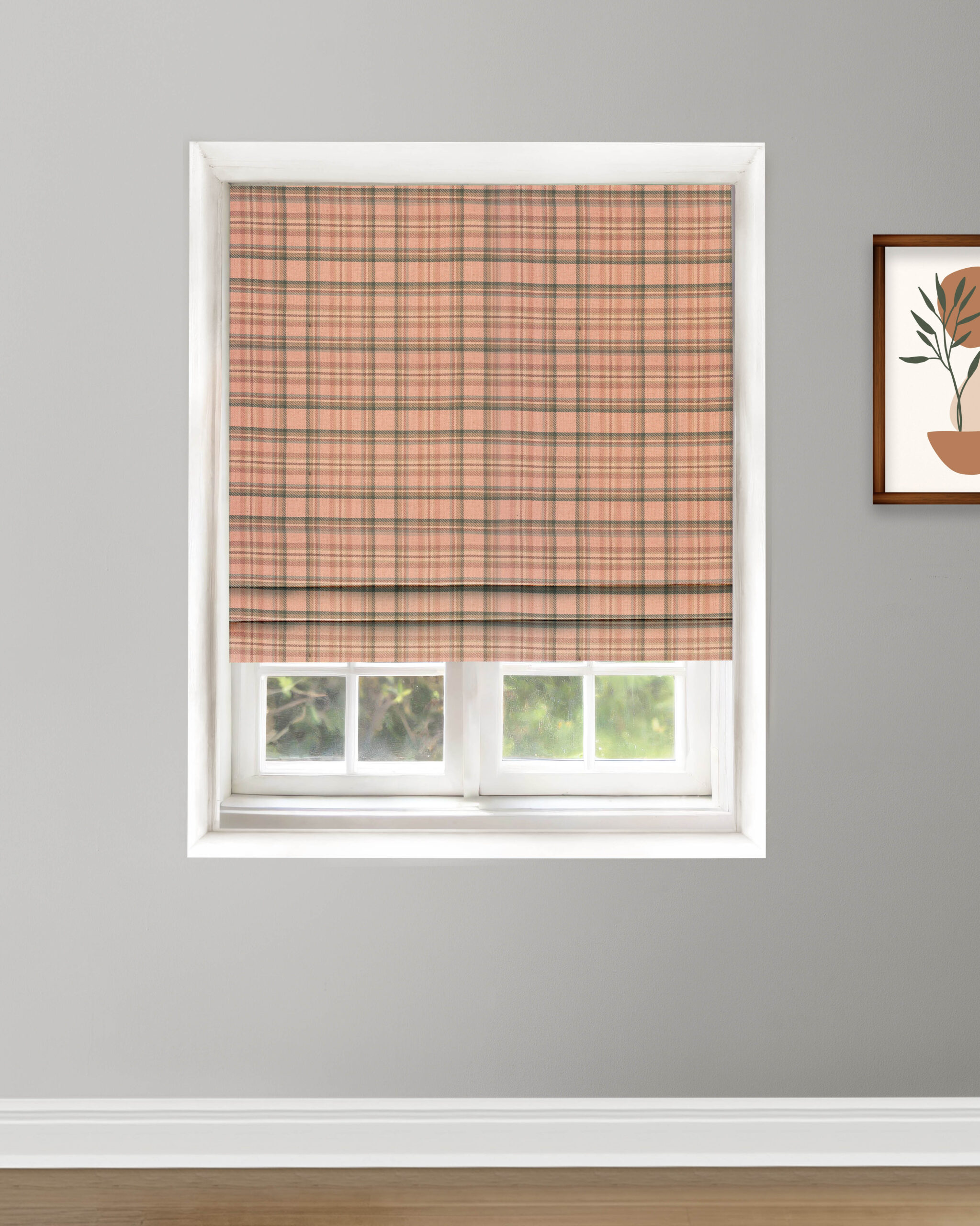 Farmhouse Plaid Check - Petal Roman Shades