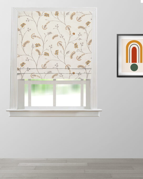 Embroidered Silvy - Copper Roman Shades