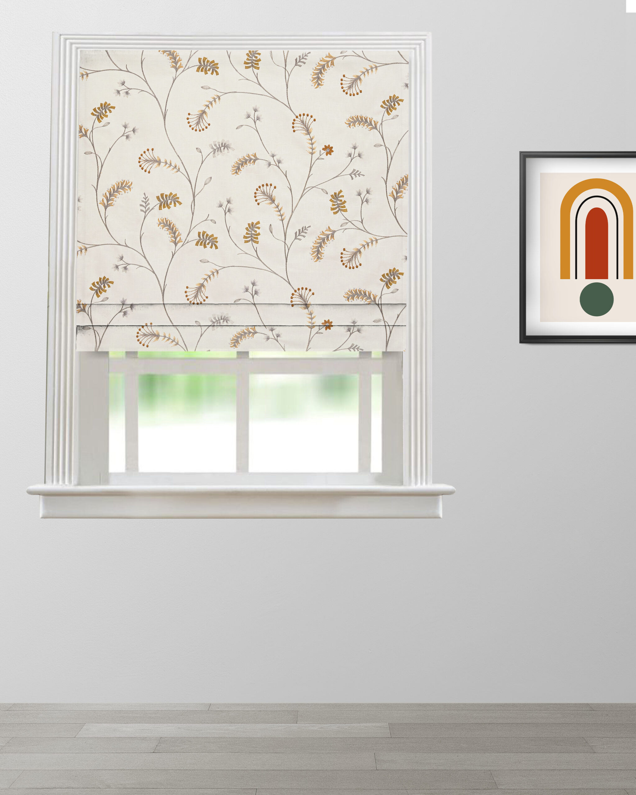 Embroidered Silvy - Copper Roman Shades