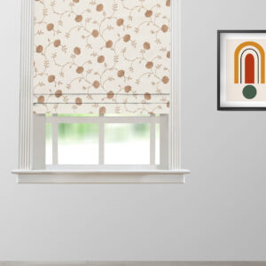 Embroidered Pecan - Walnut Roman Shades