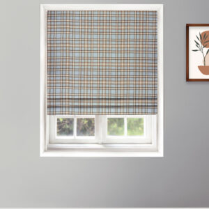 Farmhouse Plaid Check - Storm Roman Shades