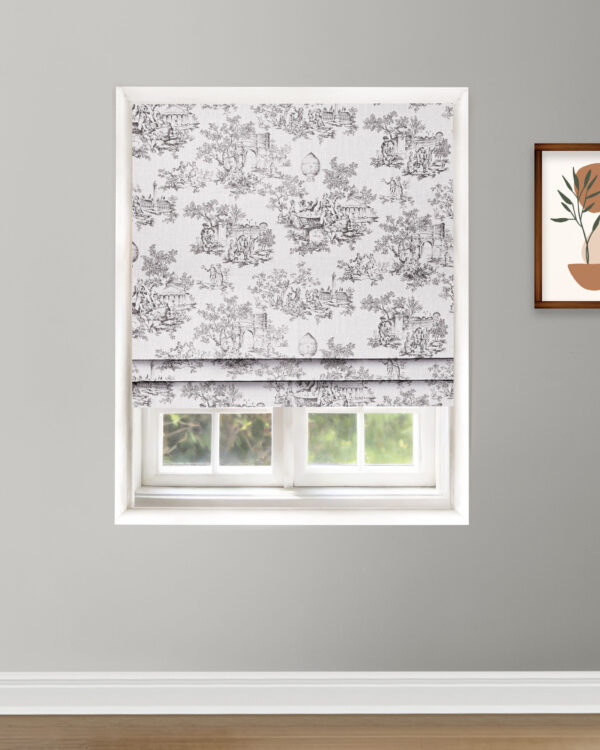 French Toile - Brown Roman Shades