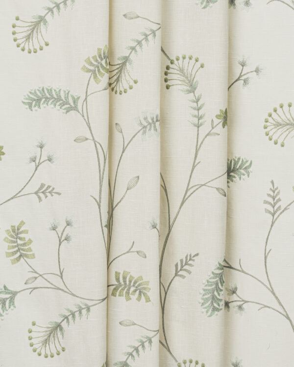 Embroidered Silvy - Sage Green Custom Curtains