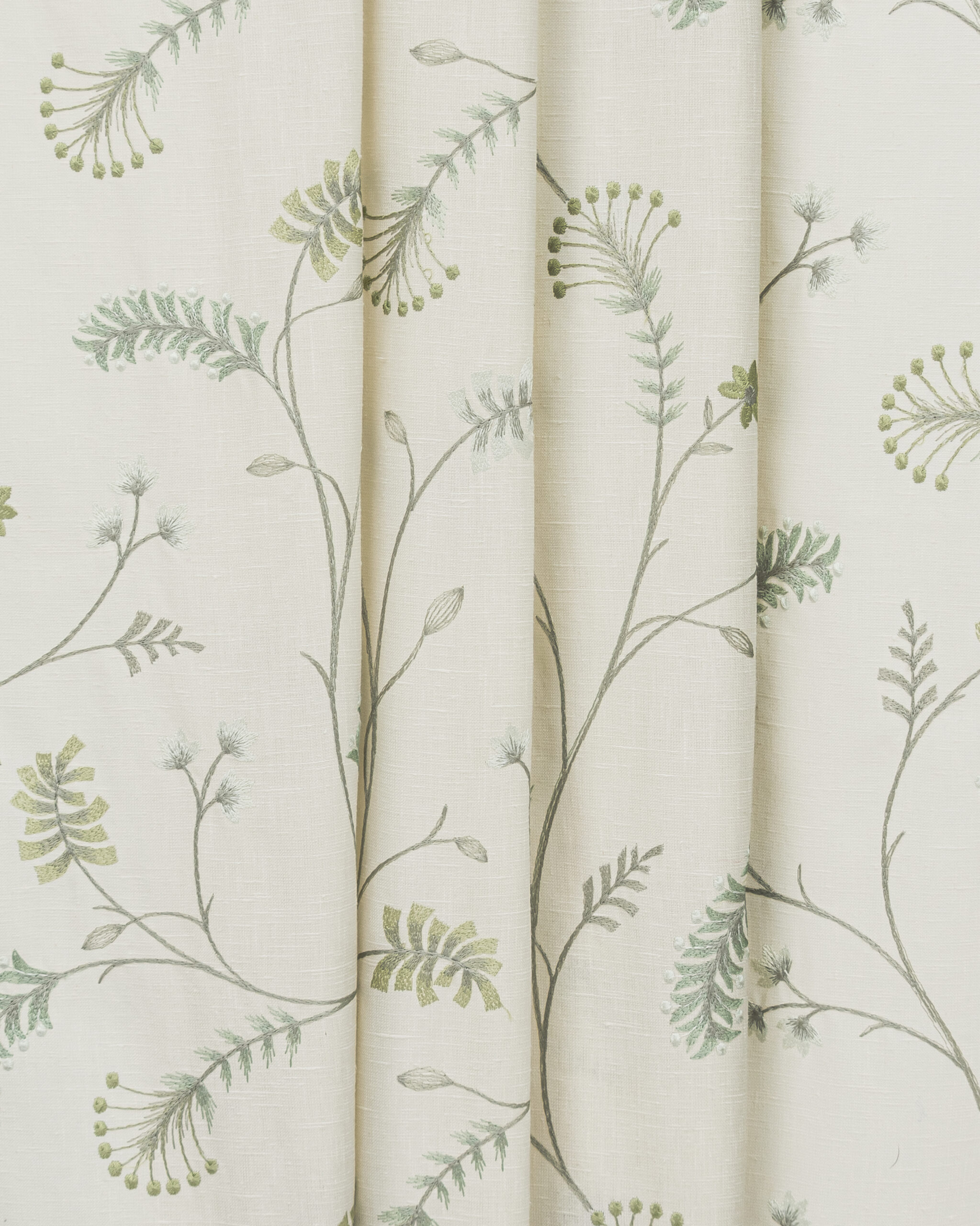 Embroidered Silvy - Sage Green Custom Curtains