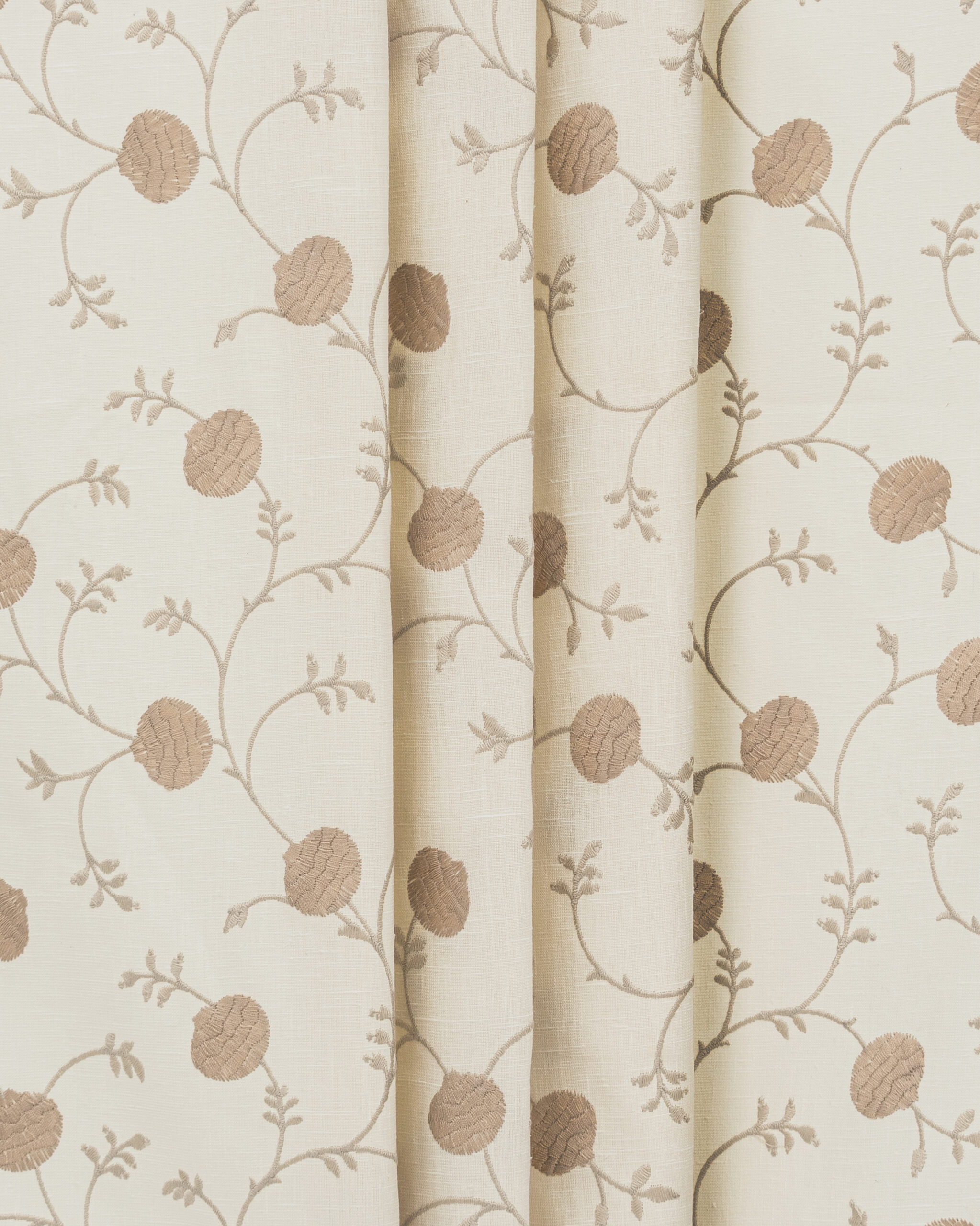 Embroidered  Pecan - Walnut Custom Curtains