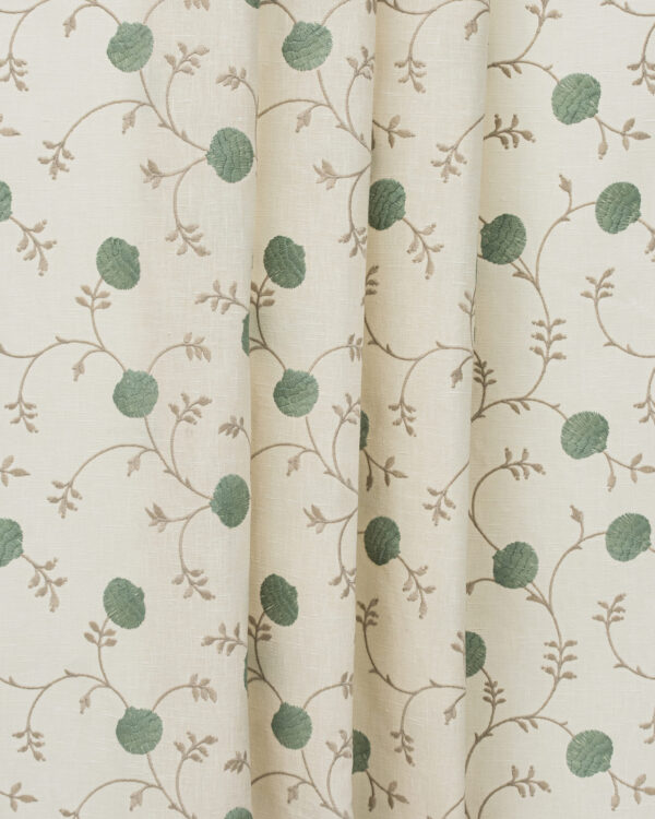 Embroidered  Pecan - Grass Custom Curtains
