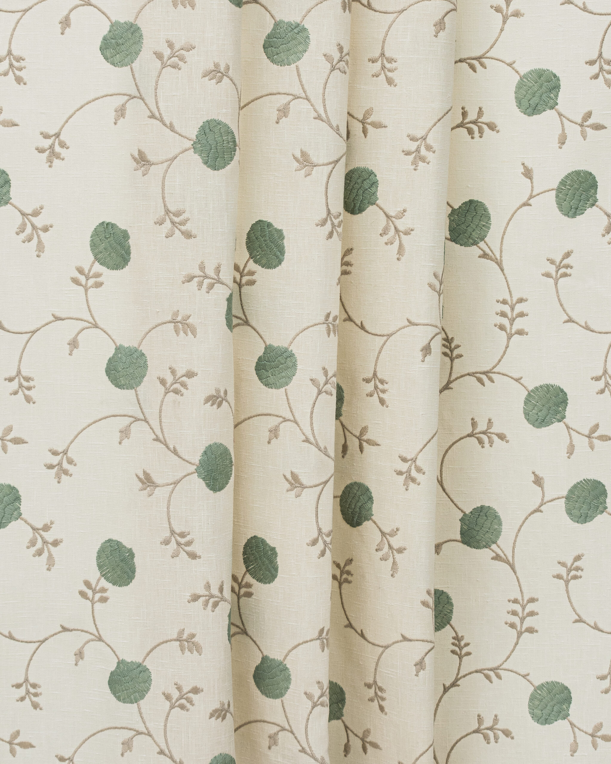 Embroidered  Pecan - Grass Custom Curtains