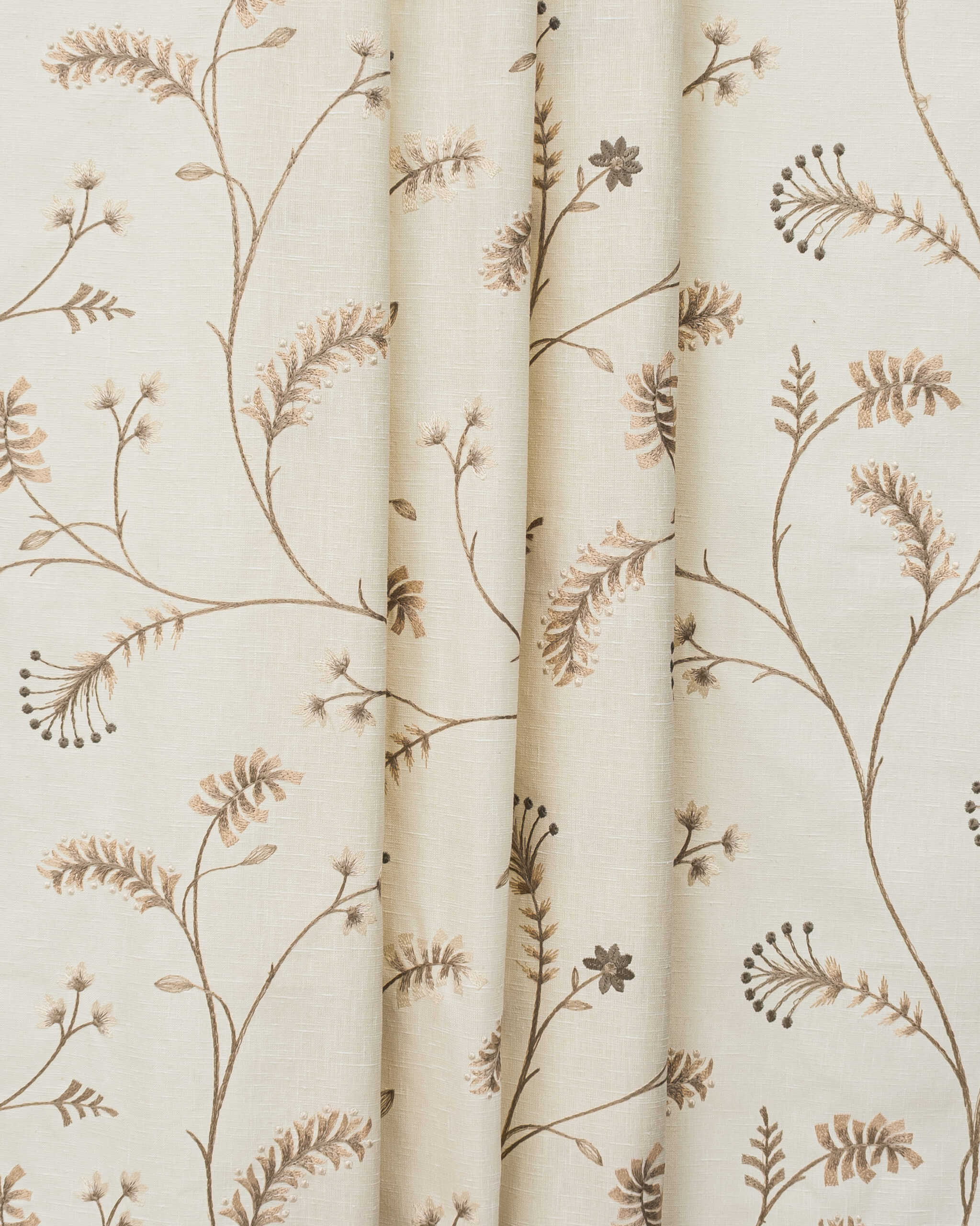 Embroidered Silvy - Walnut Custom Curtains