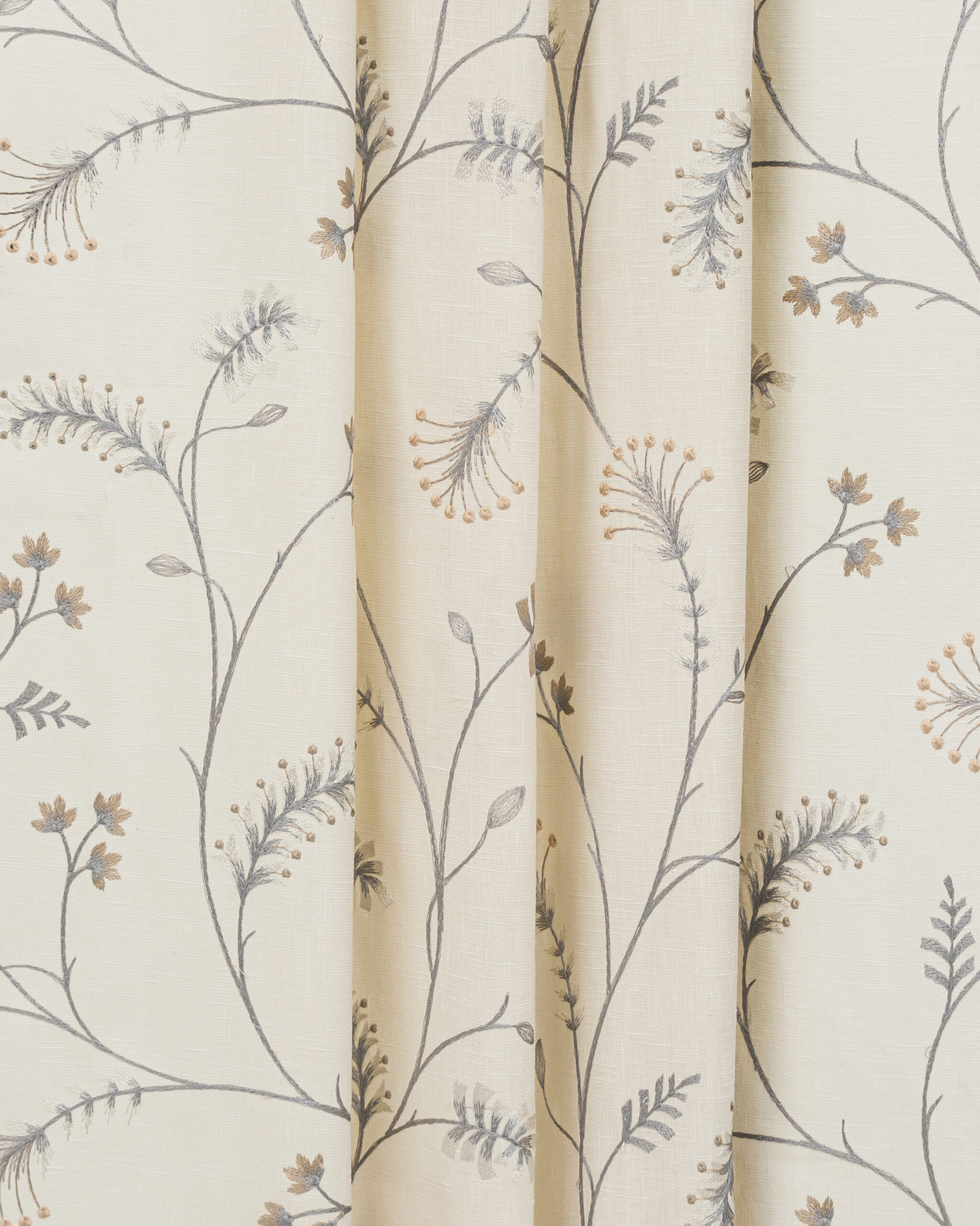 Embroidered Silvy - Ash Gray Custom Curtains